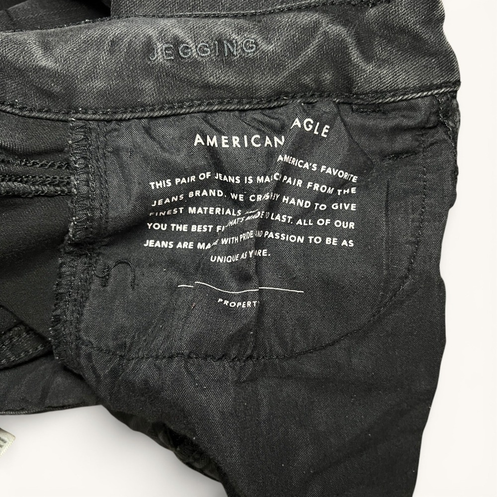 American Eagle Next Level Stretch Skinny Jeans Black Distressed Womens 6 - Picture 6 of 6